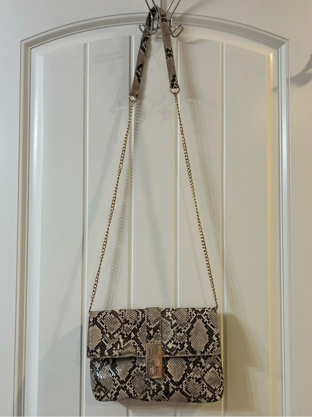 Snake Print Crossbody Bag in Neutral Tones